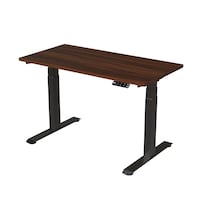 Escritorio Premium De Altura Ajustable Eléctrico Randu 120x60cm 25mm Mad Oscura Con Negro Estable Y Resistente