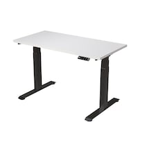Escritorio Premium De Altura Ajustable Eléctrico Randu 120x60cm 25mm Blanco Con Negro