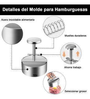 Foto 3 | Foto 3 | Prensa Hamburguesas Molde Manual 12cm Plateado