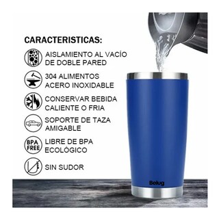Foto 2 | Foto 2 | Vaso Térmico Belug Portátil De Acero Inoxidable 20oz Con Calor/frí Azul Obscuro