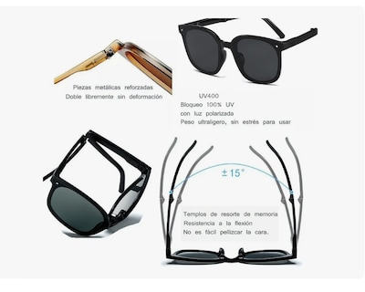 Foto 3 | Foto 3 | Lente Gafas De Sol Polarizada Plegable Cuadrados Hombre Dama