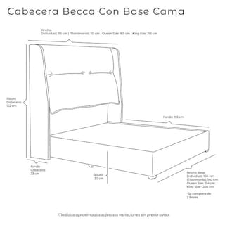 Foto 5 | Foto 5 | Cabecera Dicasa Becca Color Beige Claro Matrimonial + Base Cama