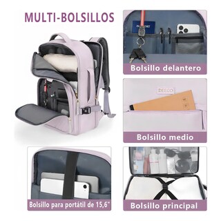 Foto 3 | Foto 3 | Mochilas De Viaje Con Un Neceser Y Bolsillo Mochila Para Laptop Eo Safe Imports Esi-22157 Morado