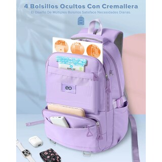 Foto 3 | Foto 3 | Mochila Escolar Diseño Liso 30l Eo Safe Imports Esi-22152 Morado