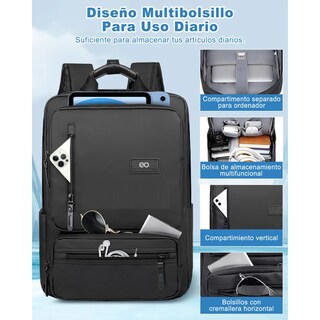 Foto 2 | Foto 2 | Mochila Para Laptop Hombres Escolar Viaje Antirrobo Y Impermeable Eo Safe Imports Esi-22158 Negro