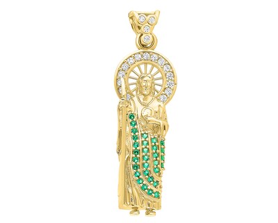 Foto 1 | Foto 1 | Dije San Judas Circonias Verde Y Blancas Oro 10k Horoz V12 C708