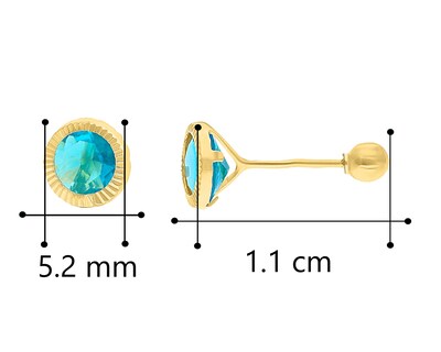 Foto 4 | Foto 4 | Broquel 5mm Diamantado Circonia Azul Cielo Oro 10k Horoz V12 C401