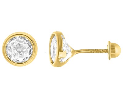 Foto 2 | Foto 2 | Broquel Bisel 5mm Circonia Blanca Oro 10k Horoz V12 C398