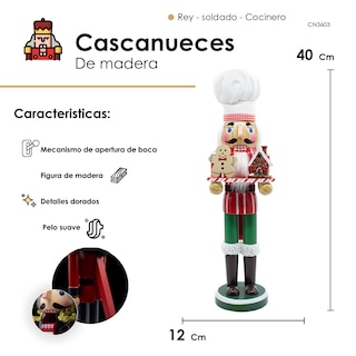 Foto 2 | Foto 2 | Cascanueces Navideño De Madera 40cm Diseñoñ Cocinero