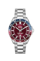 Reloj Para Hombre Boss Runner 3h 1514209 Acero Inoxidable Con Brazalete Plateado Y Carátula Negra 44 Mm