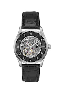 Foto 1 | Foto 1 | Reloj Para Hombre Boss Principle Skeleton 1514234 Acero Inoxidable Con Correa De Piel Negra Y Carátula Abierta 41 Mm