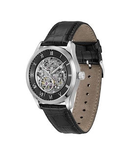 Foto 2 | Foto 2 | Reloj Para Hombre Boss Principle Skeleton 1514234 Acero Inoxidable Con Correa De Piel Negra Y Carátula Abierta 41 Mm