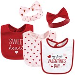 Conjunto De Babero Y Diadema O Gorras Hudson Baby Corazón De San Valentín Unisex De Algodón Para Beb