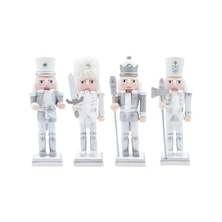 Foto 1 | Foto 1 | Set 4 Cascanueces De Madera 13cm Blanco Y Plateado Navideños