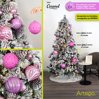 Foto 6 | Foto 6 | Esferas Para Árbol De Navidad Artego Extra Grandes De 15 Cm De Diámetro Paq 6 Esferas Rosa Línea Caramel