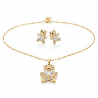 Foto 1 | Foto 1 | Conjunto De Collar Y Aretes De Osito Cm-top De Oro Laminado