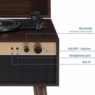 Foto 4 | Foto 4 | Tocadiscos De Vinilo Crosley Nogal Bluetooth Con 3 Velocidades Y Altavoces Integrados