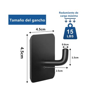 Foto 2 | Foto 2 | 8 Piezas Ganchos Para Baño Ganchos Adhesivos De Pared De Acero Inoxidable Negro Y Plata