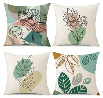 Foto 1 | Foto 1 | 4 Fundas Para Cojines Xtellar Decorativos Lino Estilo Abstracto 45cm