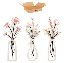 ''jarrón Metálico De Pared Adorno Metal Pared Flores 3 Piezas Rosa ''