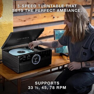 Foto 5 | Foto 5 | Tocadiscos Victrola Empire Gris Mid-century 6 En 1 Con Altavoces Integrados Y Bluetooth