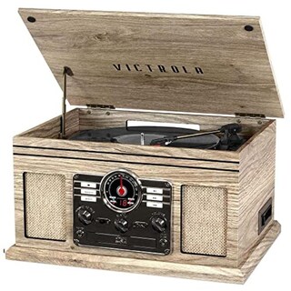 Foto 1 | Foto 1 | Tocadiscos Nostálgico Victrola Bluetooth Oatmeal Con Altavoces Integrados Y Reproductor De Cd Y Case