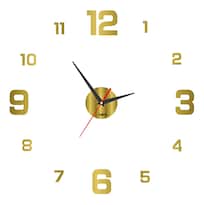 ''reloj Para Pared Diy Clock 3d Grande En Madera Números En Negro 90cm Dorado ''