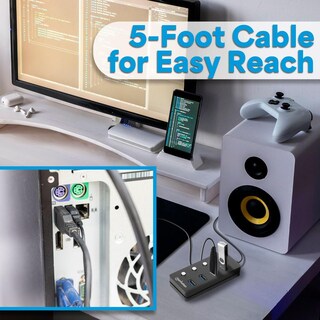 Foto 6 | Foto 6 | Hub Usb Manhattan Negro 4 Puertos Usb 3.2 Supervelocidad 5 Gbps Con Interruptores Y Cable Integrado