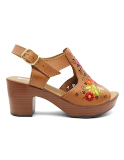 Foto 2 | Foto 2 | Sandalia Con Tacón Exterior Piel Color Café Para Mujer De Rbcollection