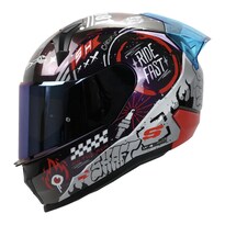 Casco Shaft Sh560 Rojo Camaleon Motion Cerrado Mica Iridium Azul Rojo