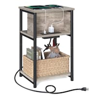 Mesa Auxiliar Vasagle Estación De Carga De 3 Niveles Con Usb Greige - Venta Internacional.