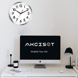 Foto 6 | Foto 6 | Reloj De Pared Akcisot Silencioso Funciona Con Pilas 30 Cm Plateado - Venta Internacional.