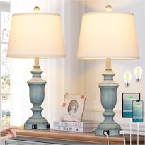 Lamp Cinkeda Coastal De 65 Cm Juego De 2 Puertos Usb C+a Y Toma De Corriente Alterna - Venta Internacional.