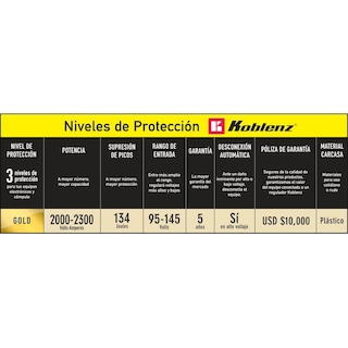 Foto 2 | Foto 2 | Regulador de Voltaje Koblenz Gold 1400 Va 800 W 8 Contactos