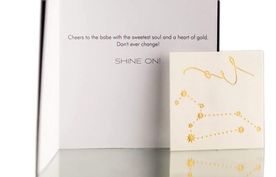 Foto 1 | Foto 1 | Tarjeta De Felicitación Flash Con Estampado De Tatuajes Del Zodiaco Leo Con Lámina Dorada - Venta Internacional.