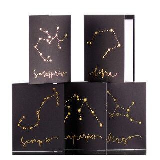 Foto 2 | Foto 2 | Tarjeta De Felicitación Flash Con Estampado De Tatuajes Del Zodiaco Leo Con Lámina Dorada - Venta Internacional.