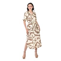 Vestido Largo Estampado Roman Fashion /juvenil 1765 (beige) Beige
