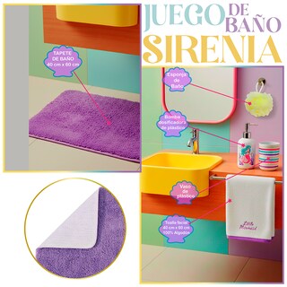 Foto 2 | Foto 2 | Juego Accesorios Para Baño Coprire Sirenia 5 Pzas Infantil Niña Lila