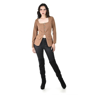 Foto 5 | Foto 5 | Blusa Con Botones Metalicos Roman Fashion /juvenil 1912 (cafe) Cafe