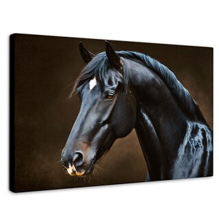 Foto 1 | Foto 1 | Cuadro Decorativo Canvas Caballo Negro Noche 90x60