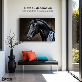 Foto 3 | Foto 3 | Cuadro Decorativo Canvas Caballo Negro Noche 90x60