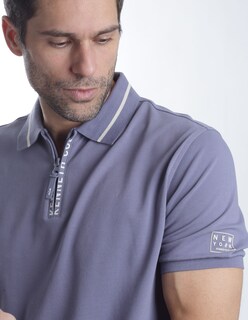 Foto 2 | Foto 2 | Playera Tipo Polo Hombre Kenneth Cole Kcoi25pol12 Azul Cierre Frontal Casual Algodón