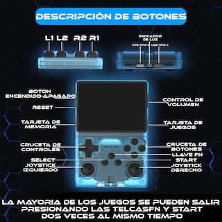 Foto 5 | Foto 5 | Miniconsola De Juegos Retro R40-pro-arcade Emulador Portátil Azul