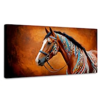 Cuadro Decorativo Canvas Caballo Tribal 120x60