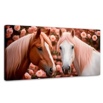 Cuadro Decorativo Canvas Caballos Florales 120x60