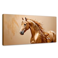 Cuadro Decorativo Canvas Caballo Melena Oro 120x60