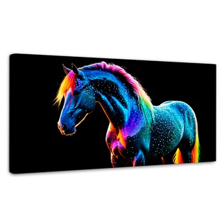 Foto 1 | Foto 1 | Cuadro Decorativo Canvas Caballo Negro Neon 120x60