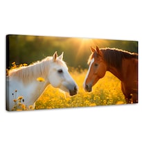 Cuadro Decorativo Canvas Caballos Floridos 120x60