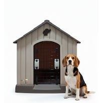 Casa para Perro Mediano/Chico Mascoamigo Café con Puerta Metálica