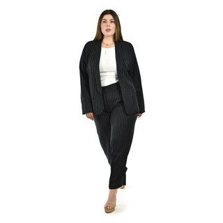 Foto 4 | Foto 4 | Conjunto Sastre A Rayas Roman Fashion /tallas Extras 2715 (negro) Negro